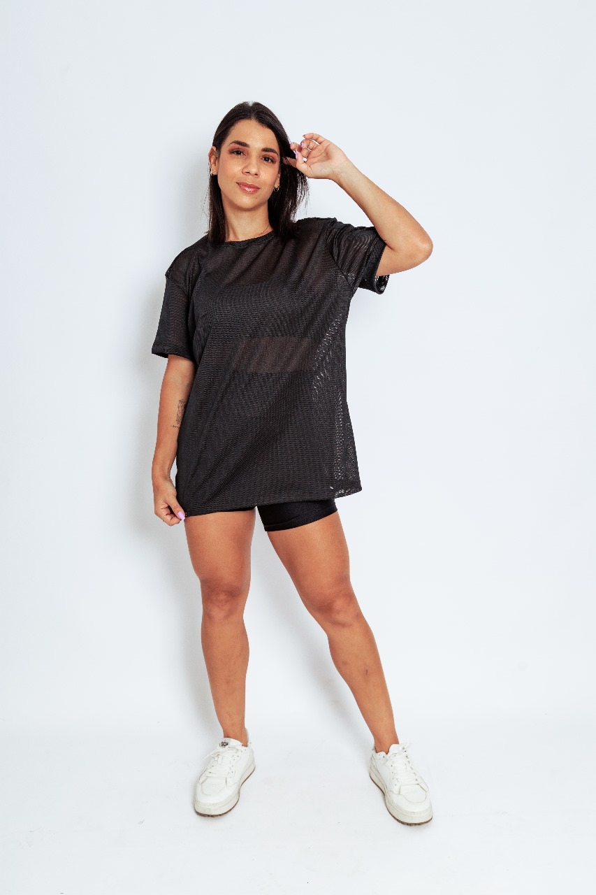 CAMISETAO TELA OVER PRETO - Imagem 3