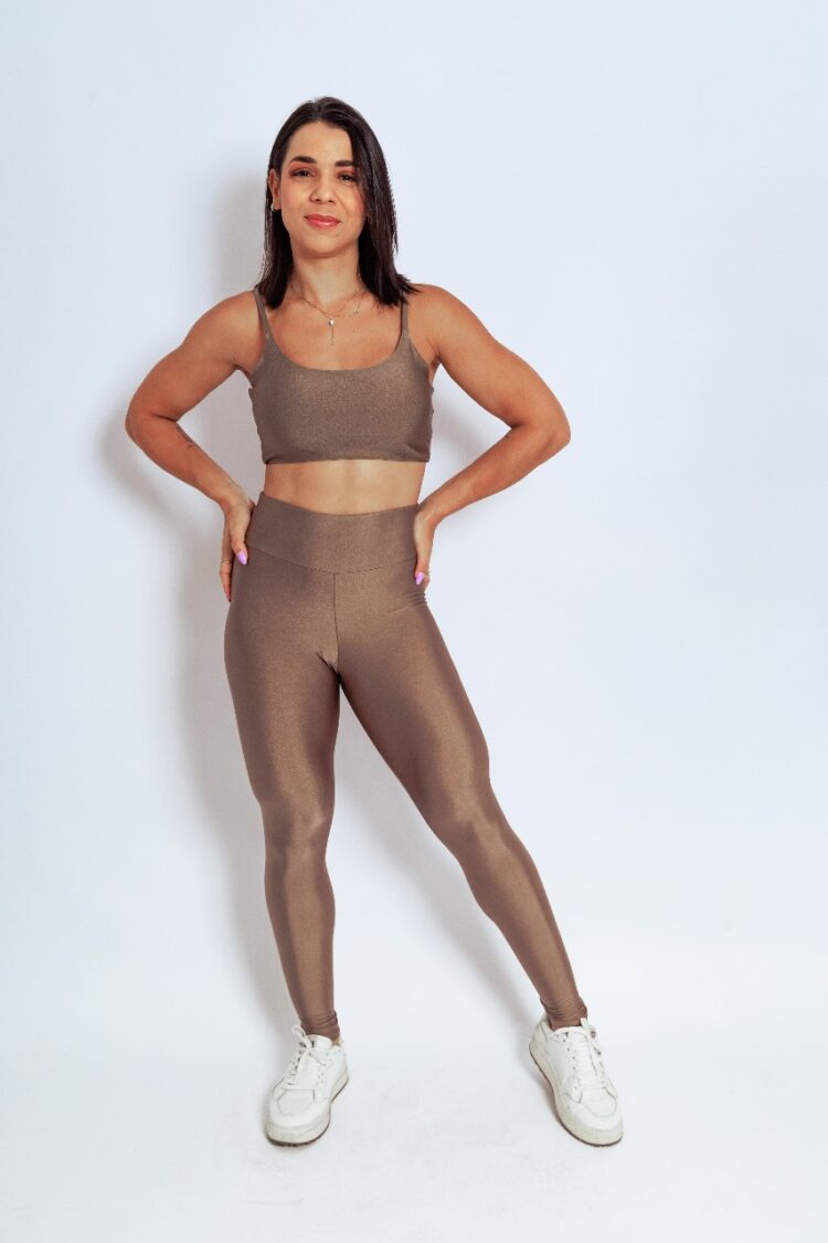 LEGGING FUSÔ CASTANHO BRILHO ACETINADO CASTANHO